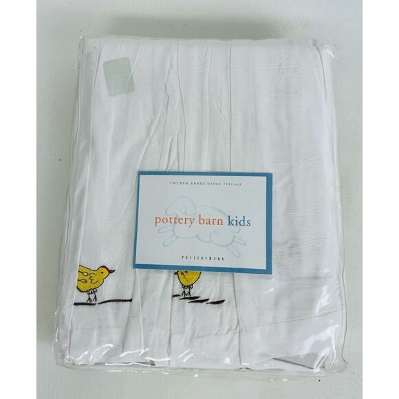 Pottery Barn Kids Chicken Chick Embroidered Percale Bed Skirt Twin Kids New